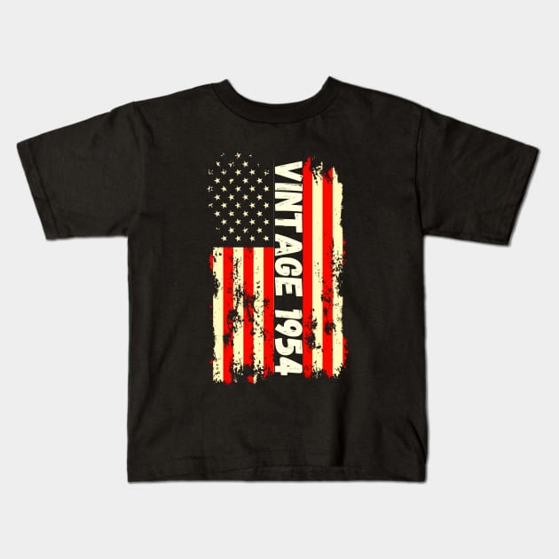 Vintage 1954 70th Birthday Gifts 70 Years Old American Flag Kids T-Shirt by Peter smith